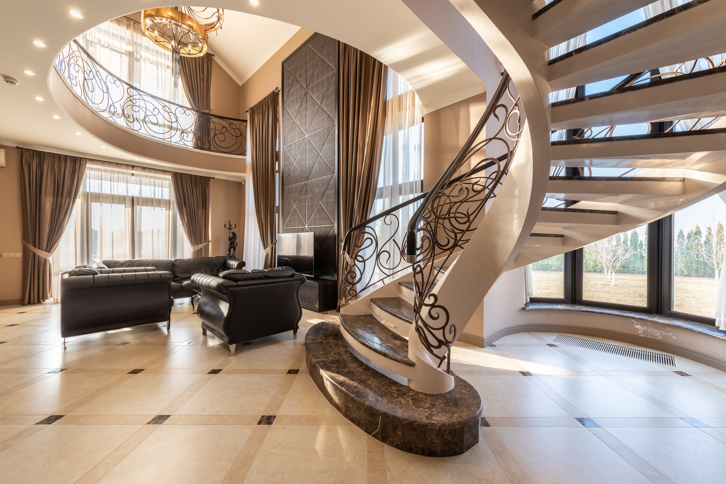 Interior of luxury house with staircase